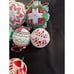 6 Vtg Folded Fabric Quilted & Crocheted Christmas Ball Ornaments Farmhouse -S76
