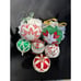 6 Vtg Folded Fabric Quilted & Crocheted Christmas Ball Ornaments Farmhouse -S76