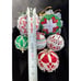 6 Vtg Folded Fabric Quilted & Crocheted Christmas Ball Ornaments Farmhouse -S76