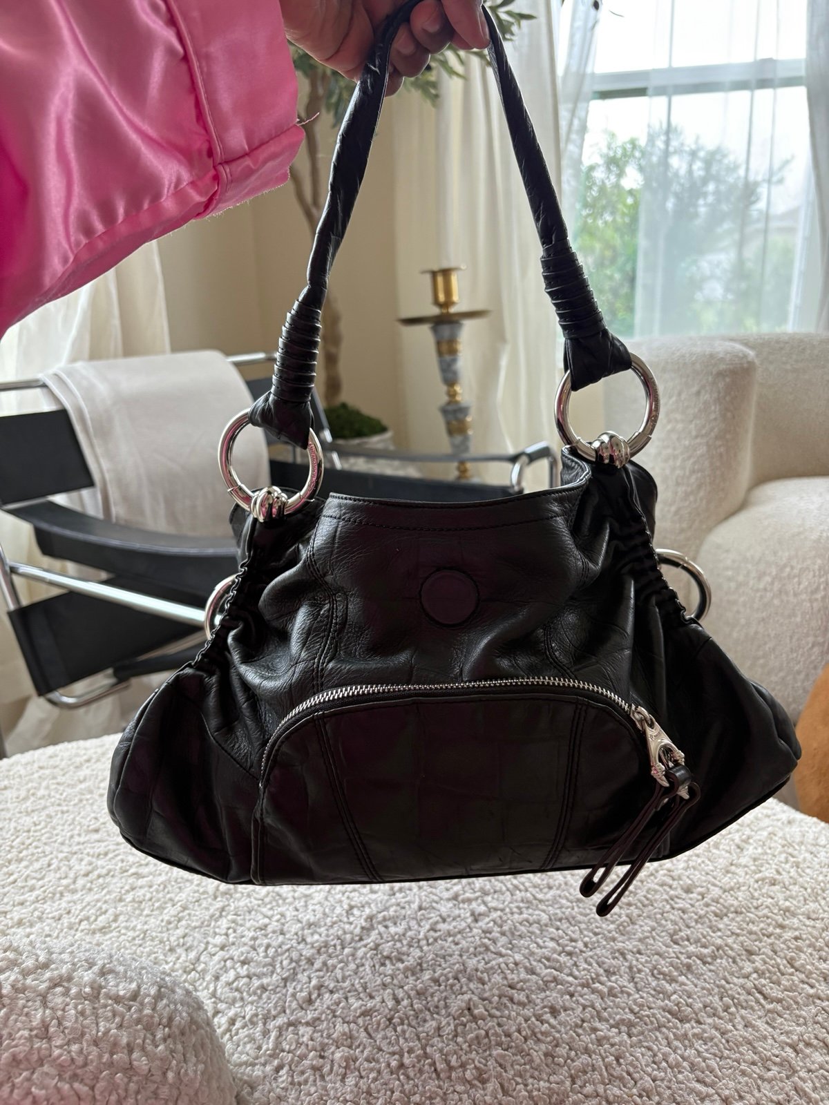 Black leather B Makowsky Shoulder Bag