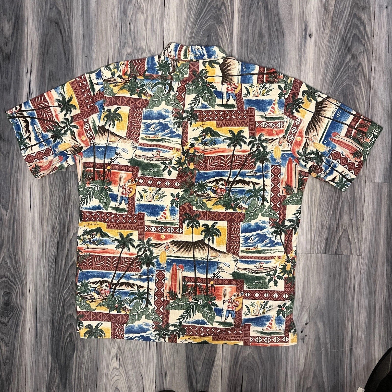 Reyn Spooner Christmas Shirt Mele Kalikimaka Hawaiian Santa Classic Fit Mens L