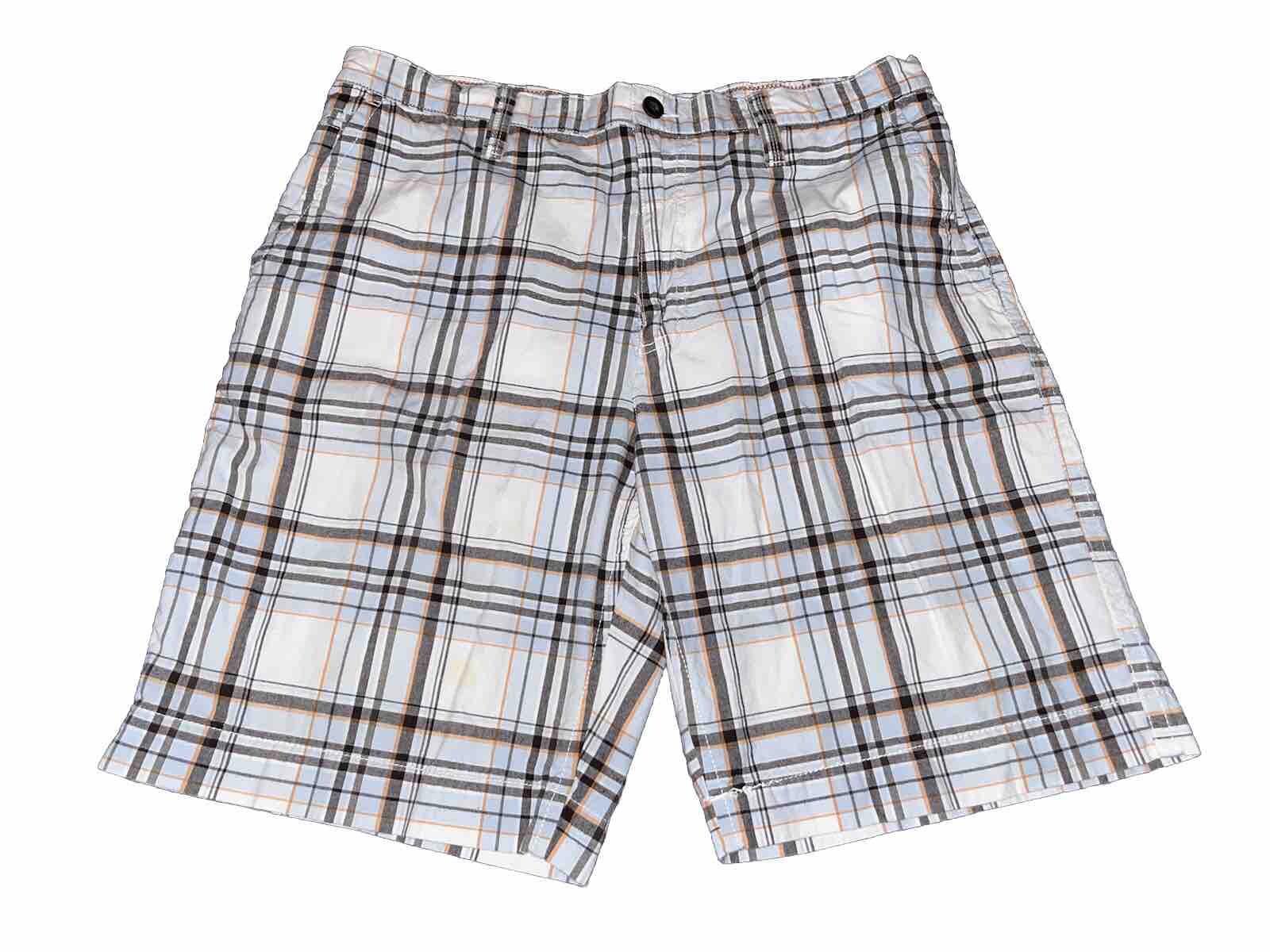 Mens Chino Shorts Size 38 White Tan Blue Plaid Casual Golf 10