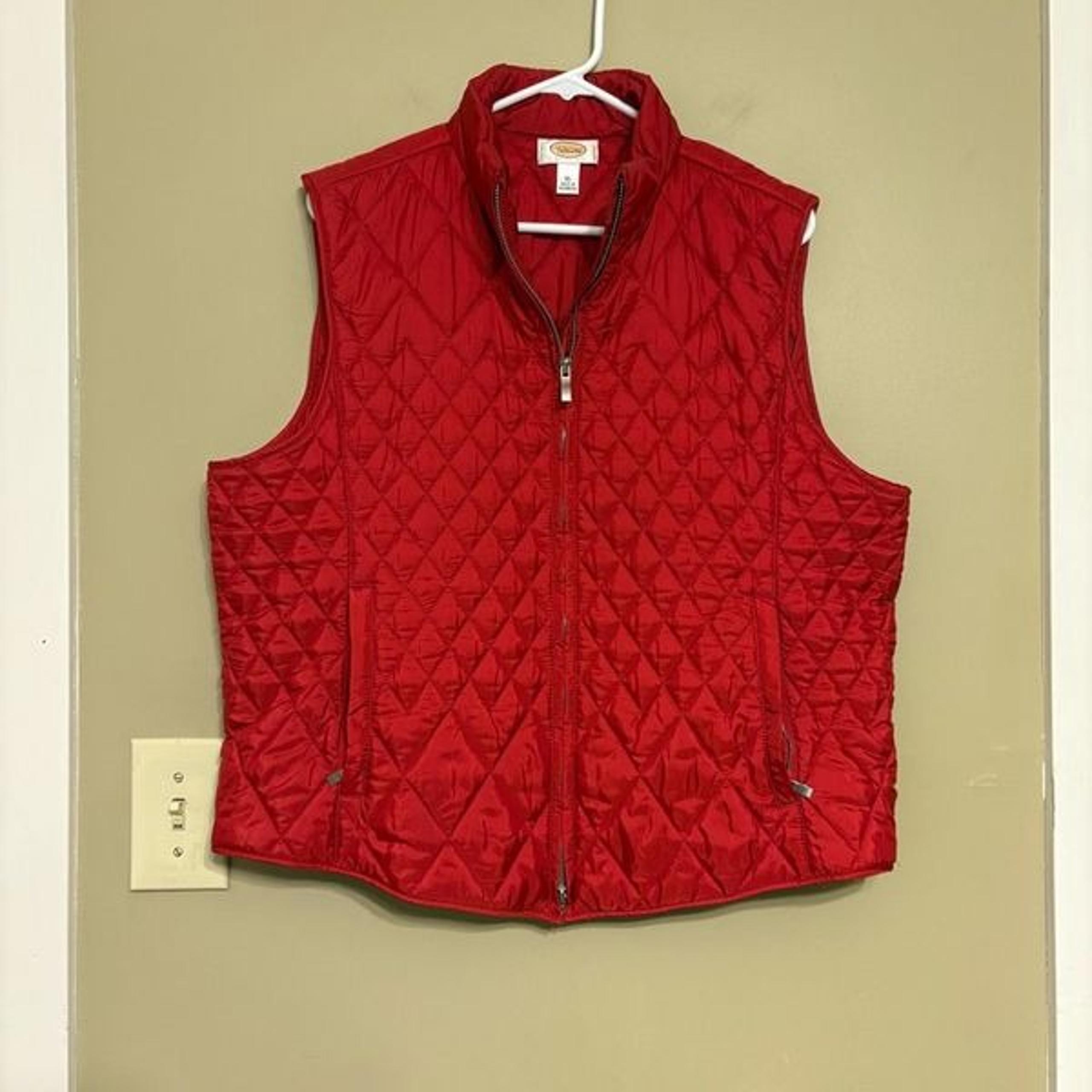 Talbots Women's Red Quilted Full Zip Puffer Vest with Pockets Extra Large XL
