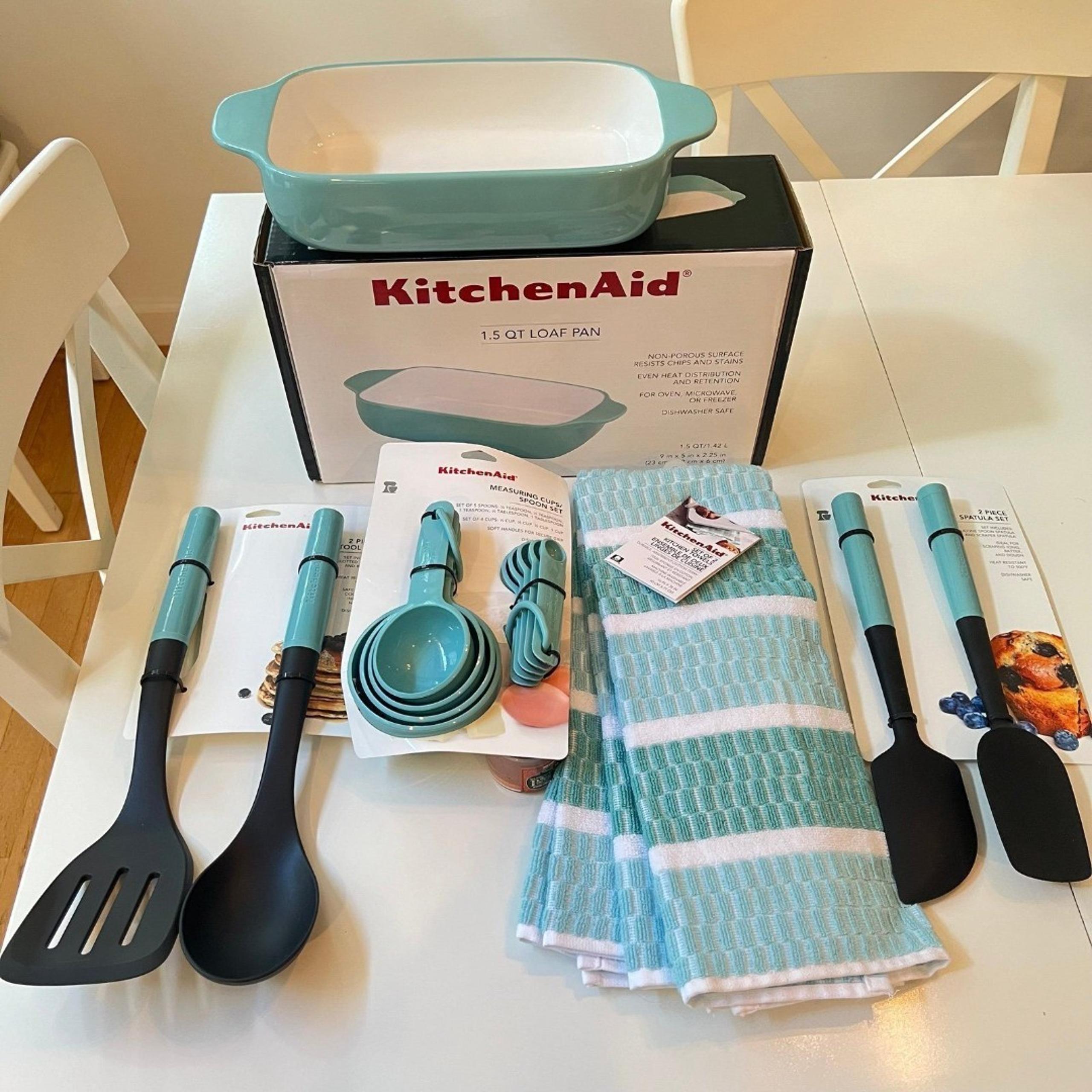 KitchenAid Turquoise Blue Kitchen Utensils Tools & Towel Set Bundle