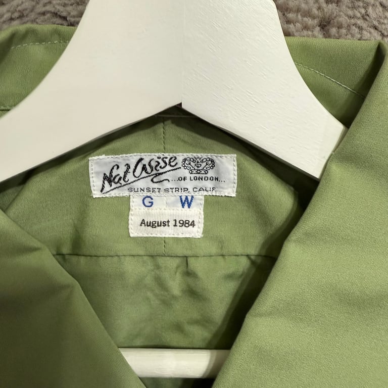 Vtg Nat Wise Green Short Sleeve Button-Up Shirt Frank Sinatra Size M/L GW April