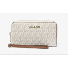 Michael Kors Jet Set Travel Signature Logo Smartphone Wallet Vanilla MSRP 228