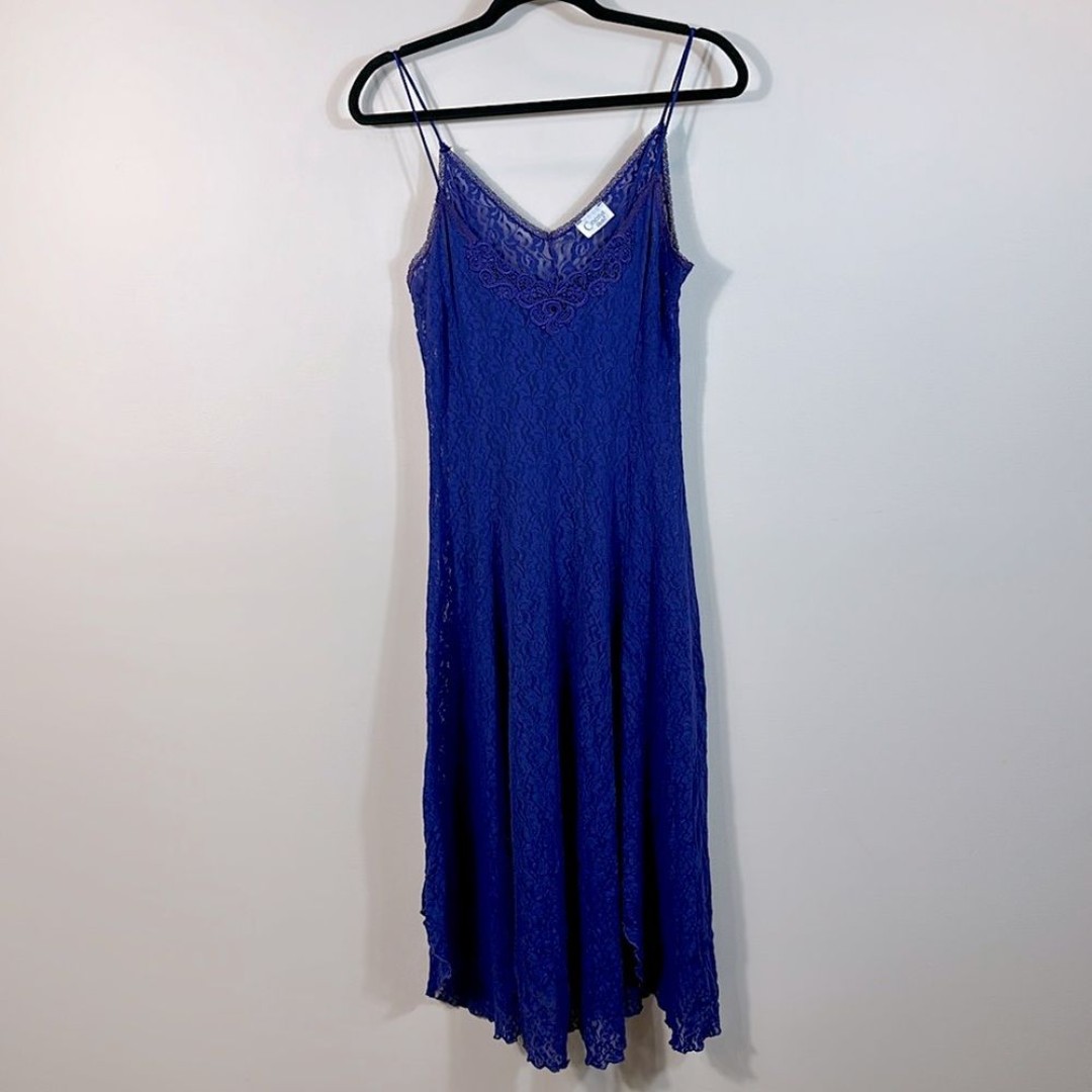 Cinema Etoile Purple Dark Fairy Lace Mid Chemise Slip Sleep Floral Nylon Medium