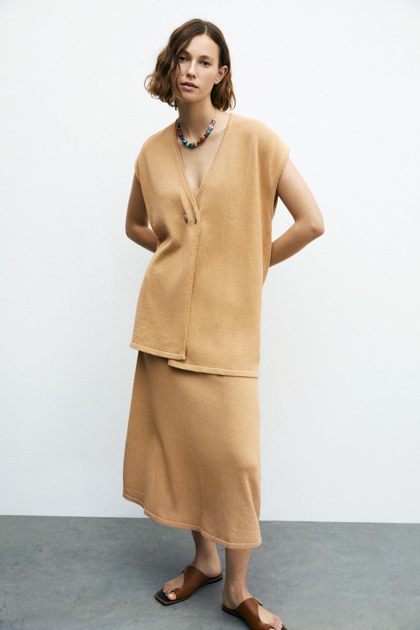 Zara rustic knit skirt