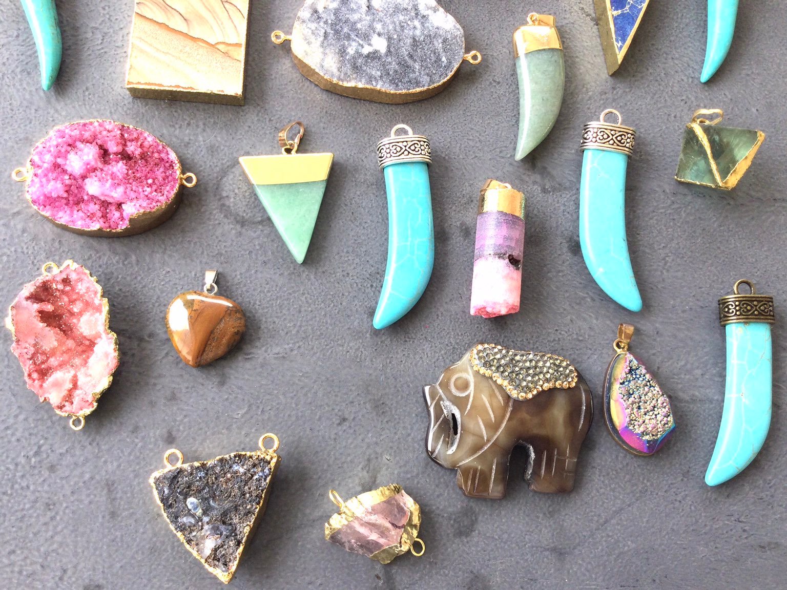 24 amazing mixed Gemstone pendant/connec