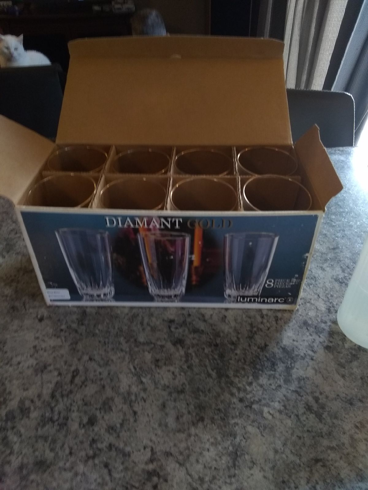 Vintage Luminarc Crystal and Gold 16 oz. Coolers, set of 8