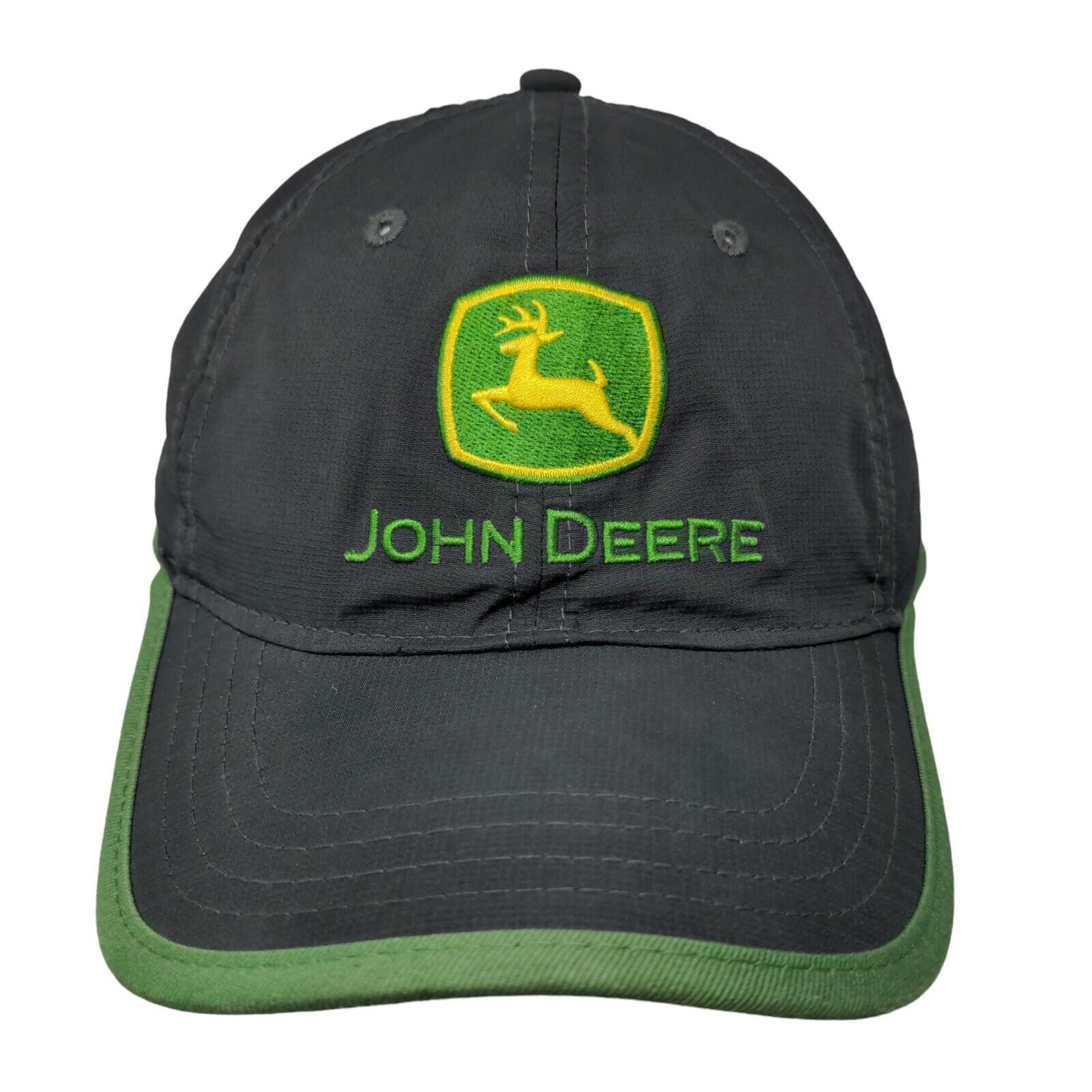 John Deere Men's Strapback Hat Gray Green Size OSFA Embroidered Logo