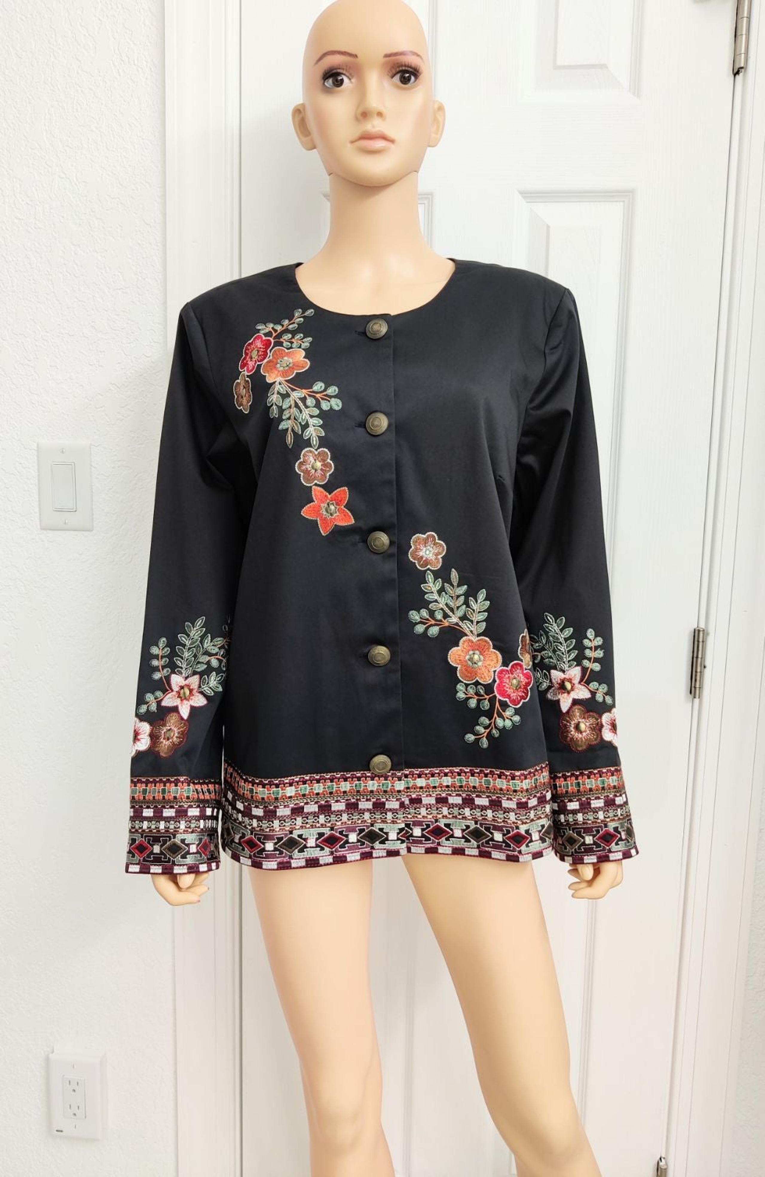 Norm Thompson Jacket Floral Embroidery