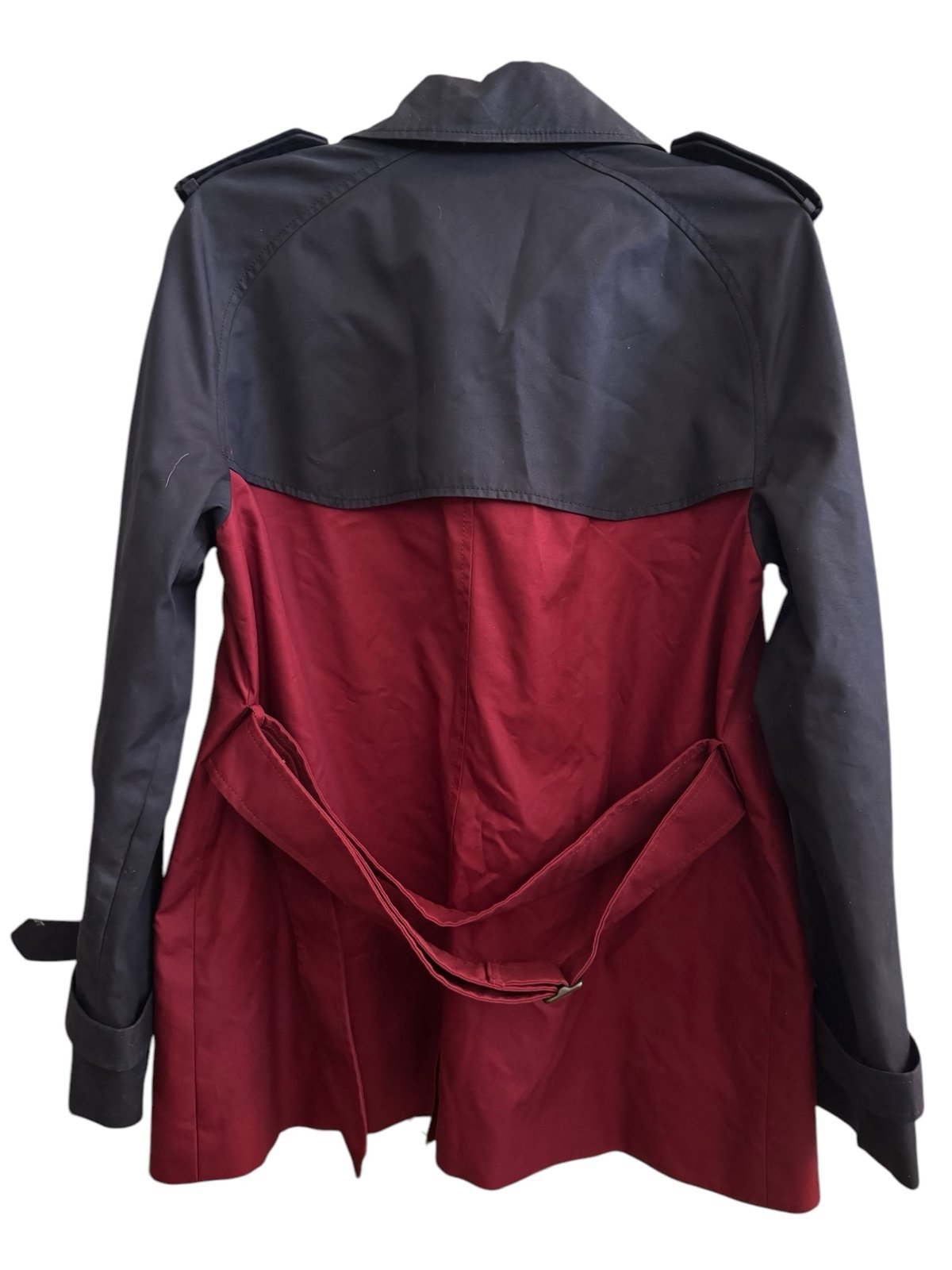 Coach Belted Trench Coat Women’s Large Double Breasted Color Block Black Red