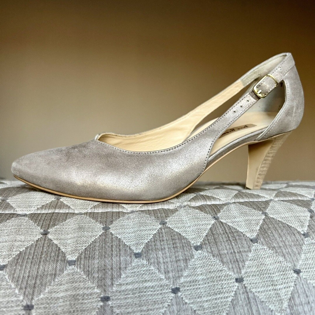 Paul Green Metallic Leather Pointed Toe Heels Women’s Size UK 4.5 US 6.5 - 7
