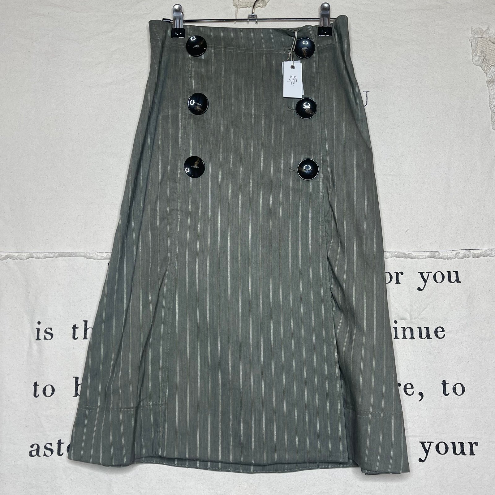 Eleventy Sage & Pinstripe Wrap Skirt