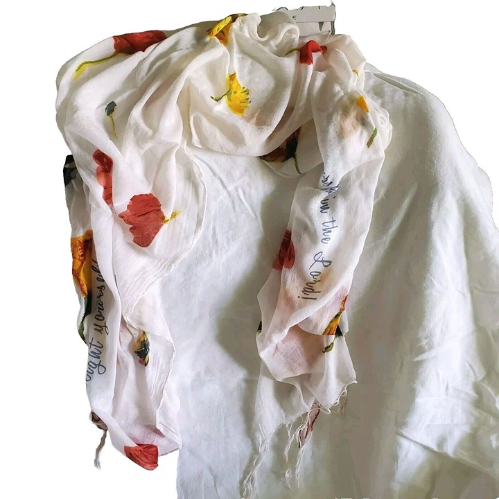 Floral Scarf Hand painted Bible Quote