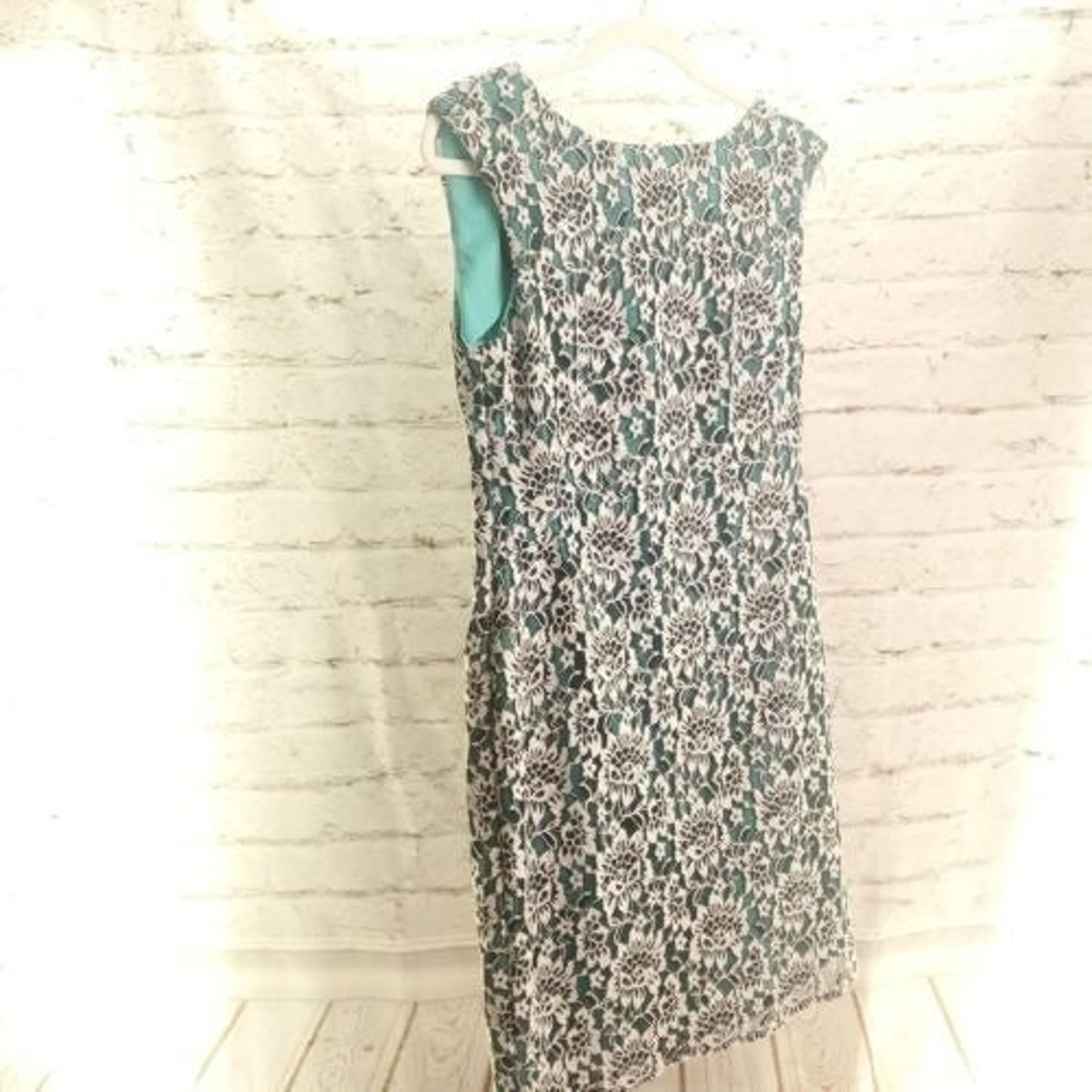 Madison Leigh Womens Green Lace Floral Sleeveless Back Zip Sheath Dress Size 8