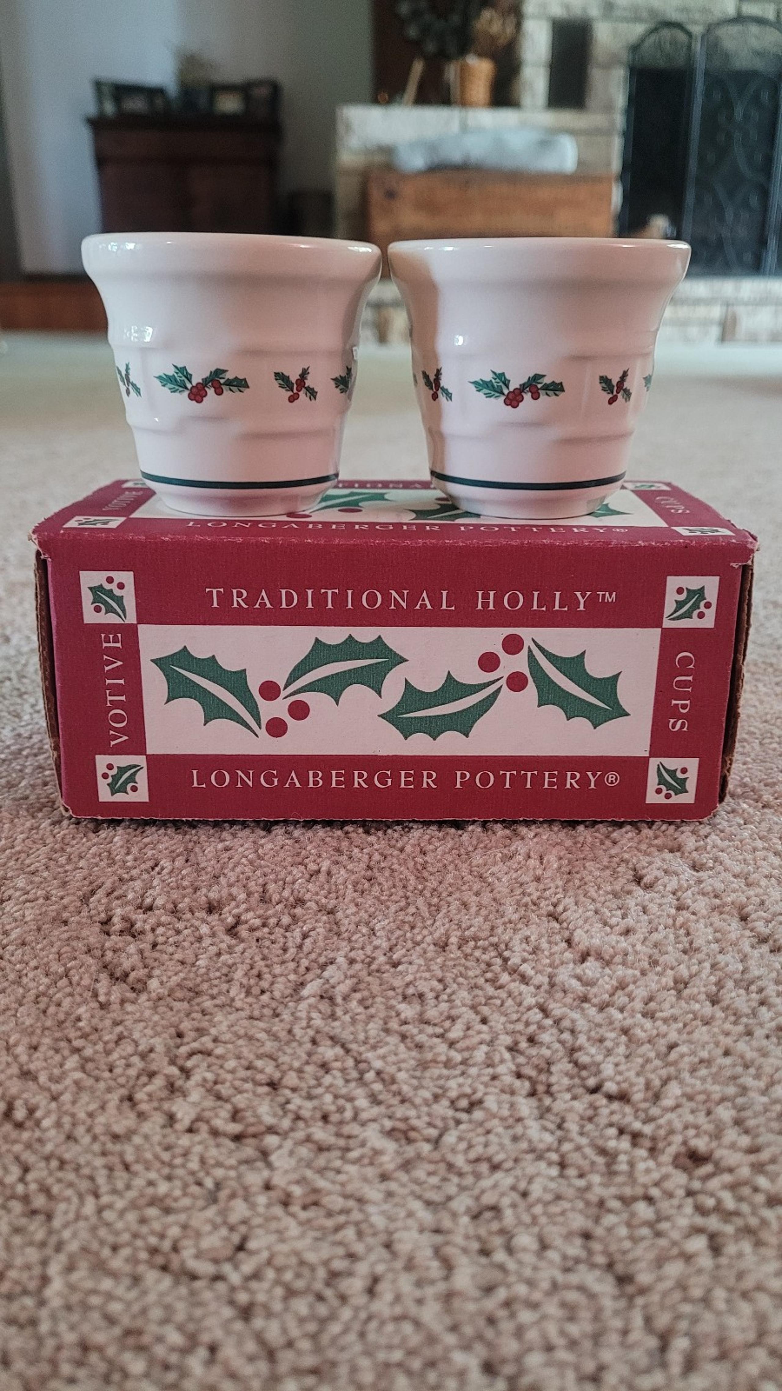 Longaberger Traditional Holly votive cups