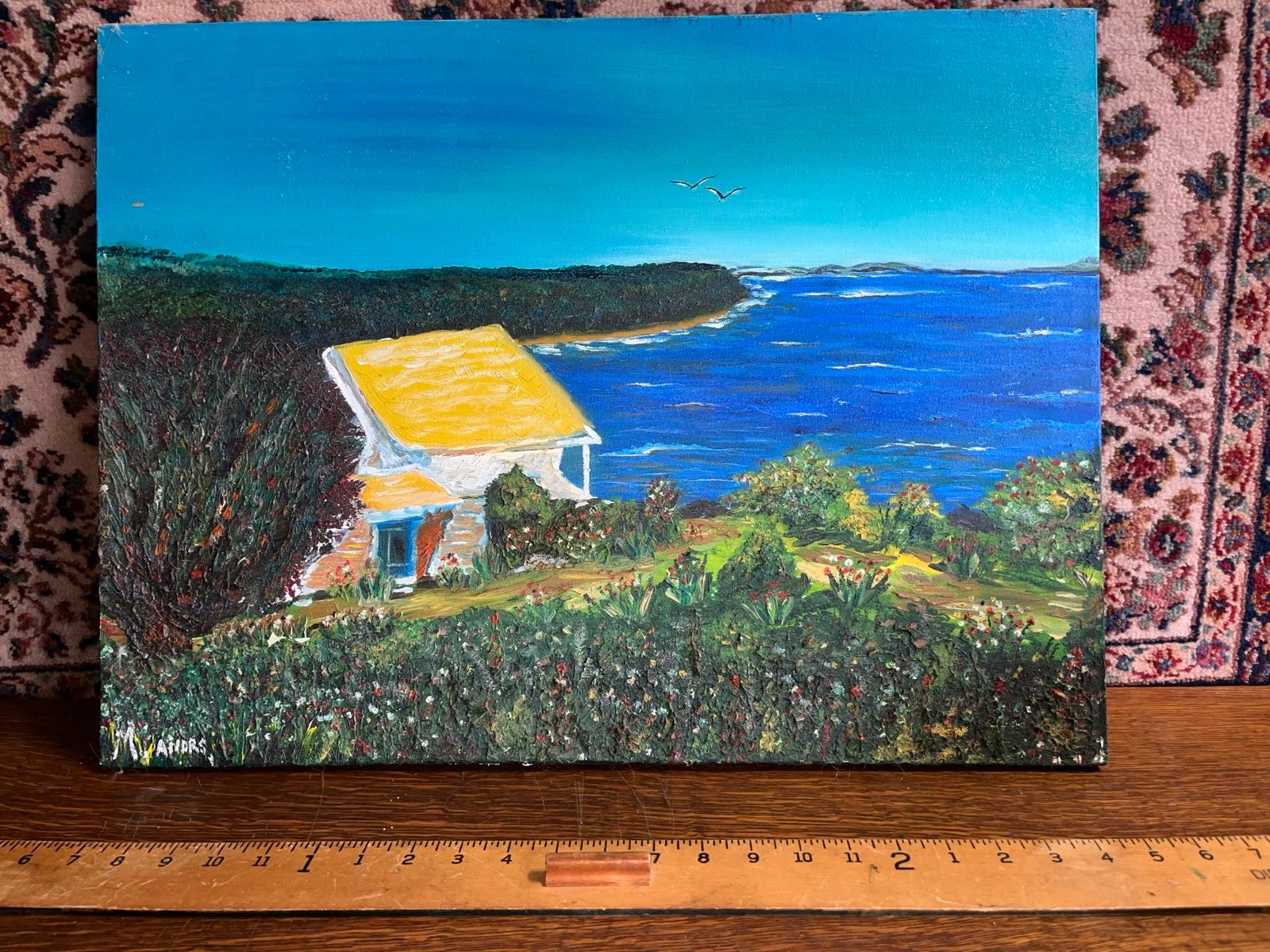 Vintage Beach House Painting Signed By Artist