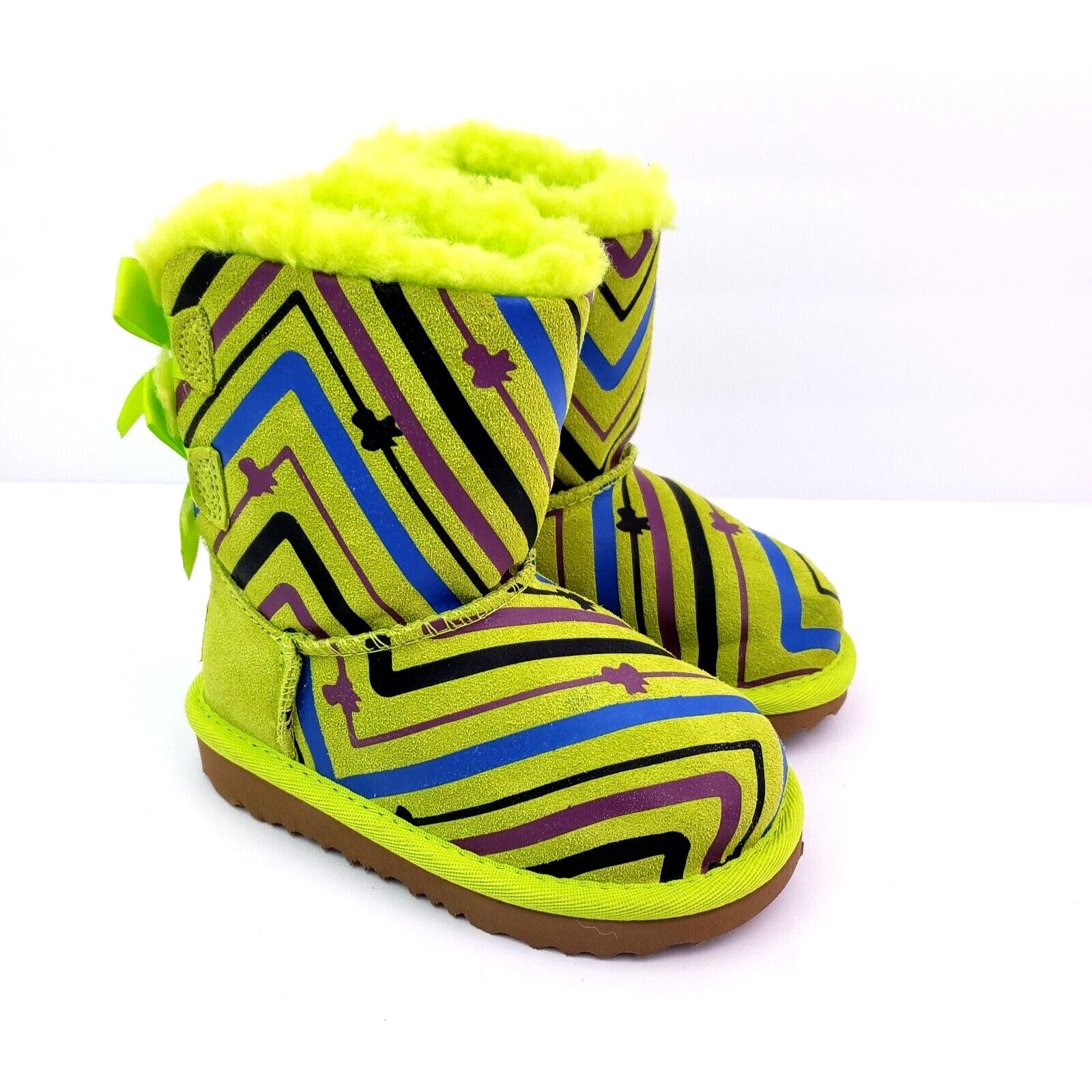 UGG Bailey Bow II Toddler Girls Size 8 Galactic Print Green Boots 1133130T
