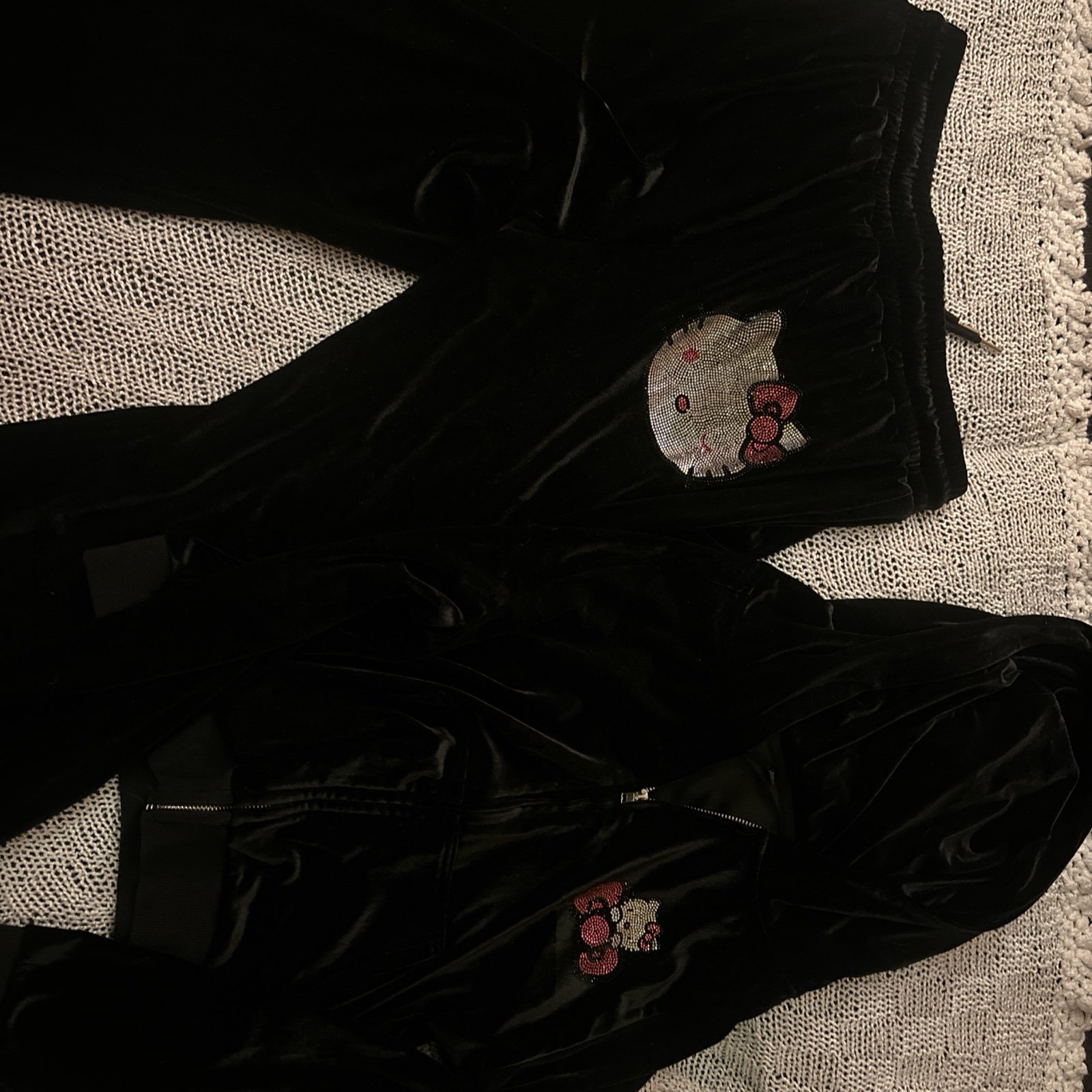 Hello Kitty Rhinestone Track suit in black