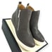 J/Slides Sky Leather Wedge Sneaker Boots Hidden Heel Zip Detail Gray Size 8.5