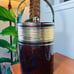 Vintage Georges Briard MCM Tall 12” Ice Bucket Faux Leather Gold Accents Mid Cen
