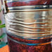 Vintage Georges Briard MCM Tall 12” Ice Bucket Faux Leather Gold Accents Mid Cen