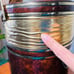 Vintage Georges Briard MCM Tall 12” Ice Bucket Faux Leather Gold Accents Mid Cen