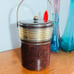 Vintage Georges Briard MCM Tall 12” Ice Bucket Faux Leather Gold Accents Mid Cen