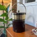 Vintage Georges Briard MCM Tall 12” Ice Bucket Faux Leather Gold Accents Mid Cen