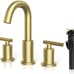 Brushed Gold Bathroom Faucet 3 Hole Widespread 2-Handle 8 Inch Brass Bathroom