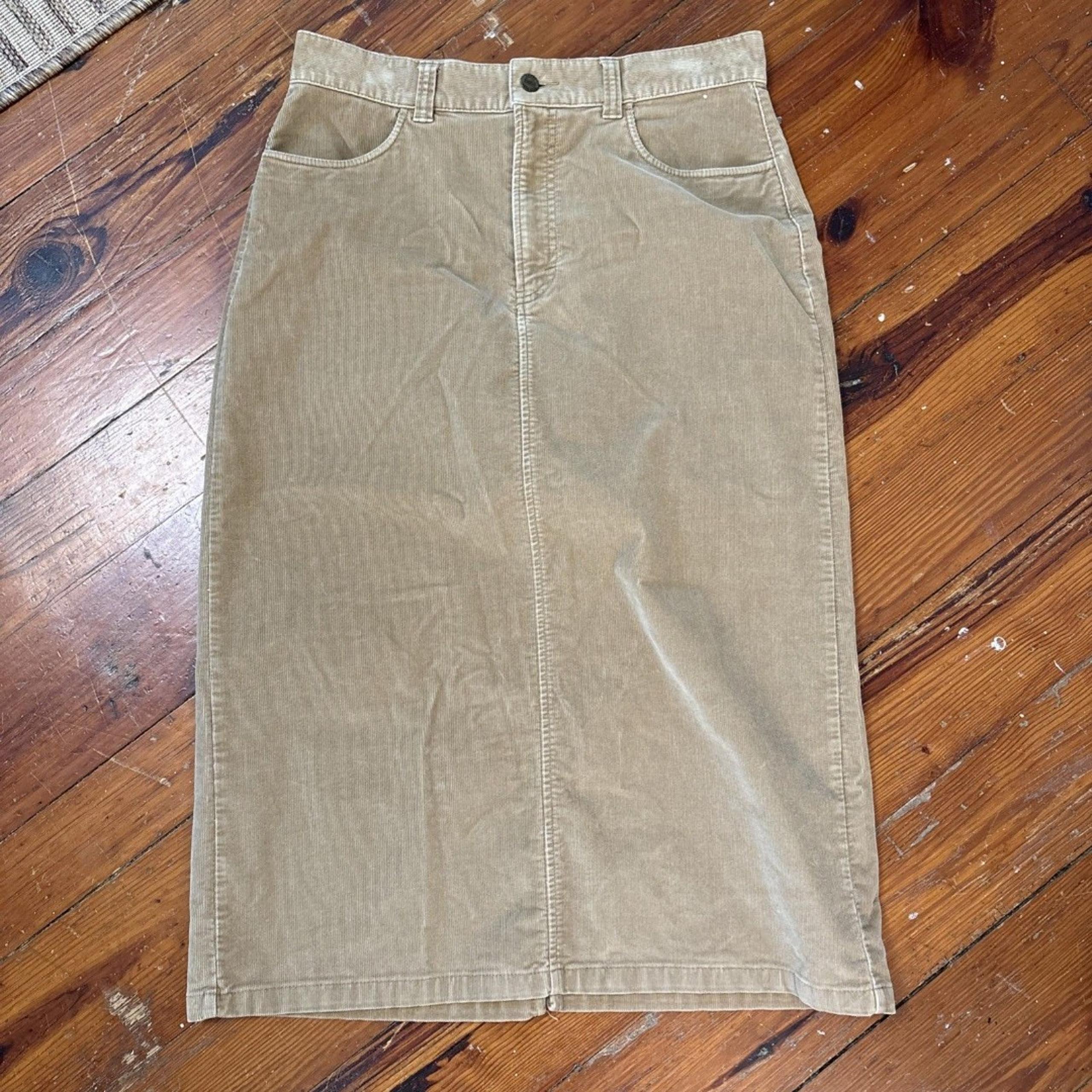 Eddie Bauer Womens Maxi Skirt Corduroy Slit Stretch Brown 12