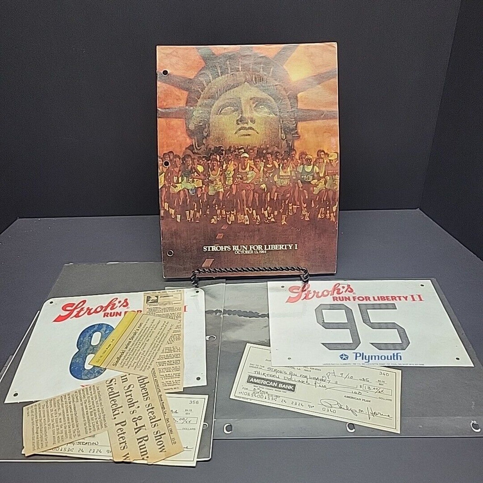 Stroh's Run For Liberty Marathon Program Bibs And Runners Notes Vintage 1984