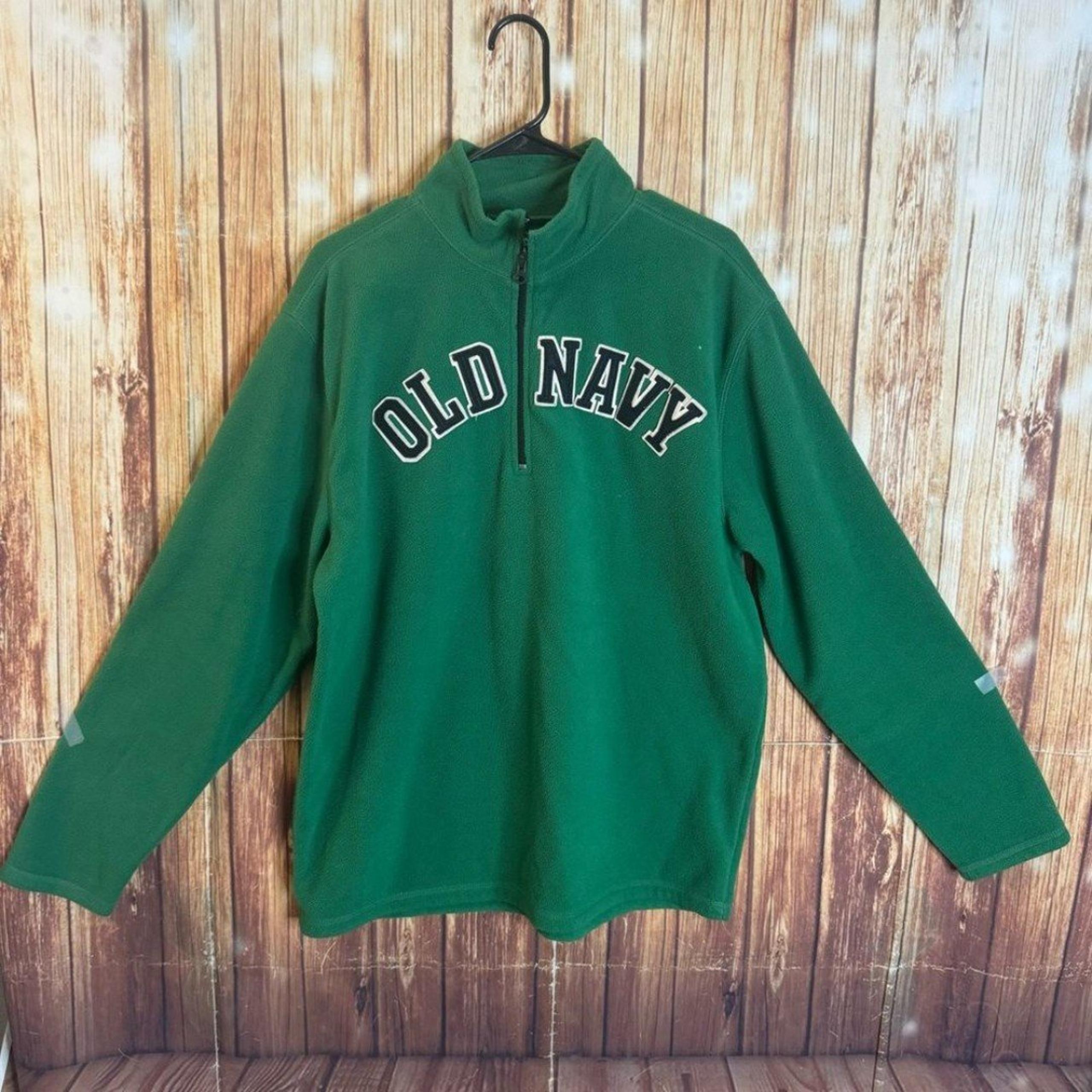 Old Navy Men’s 1/4 Zipper Green Fleece Pullover Sweatshirt Size Large