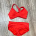 Athleta Vibrant orange Red Bikini Set criss cross back new two piece women