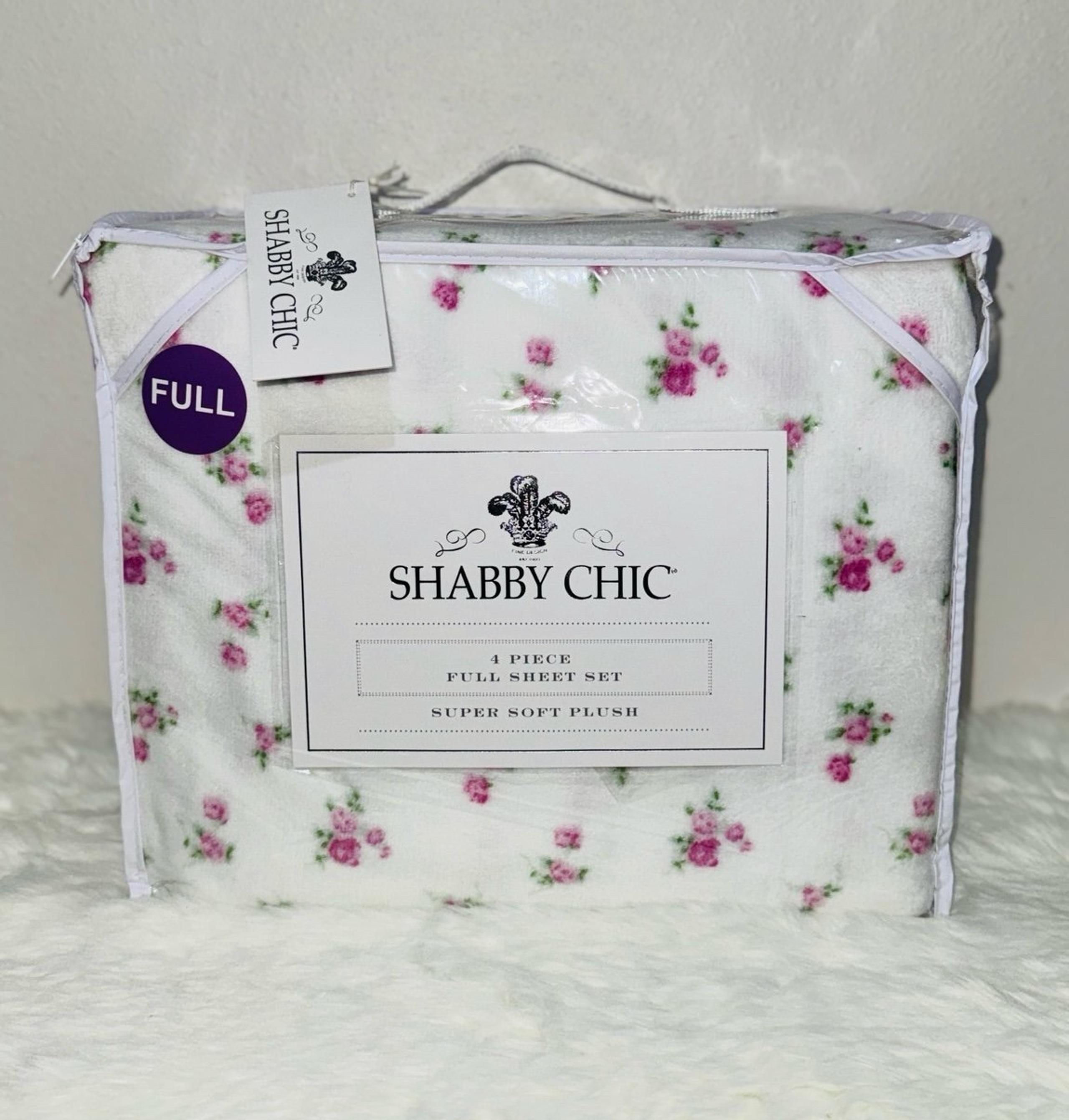 Shabby Chic Super Soft Plush Full Queen 4 Peice Full Set Sheet