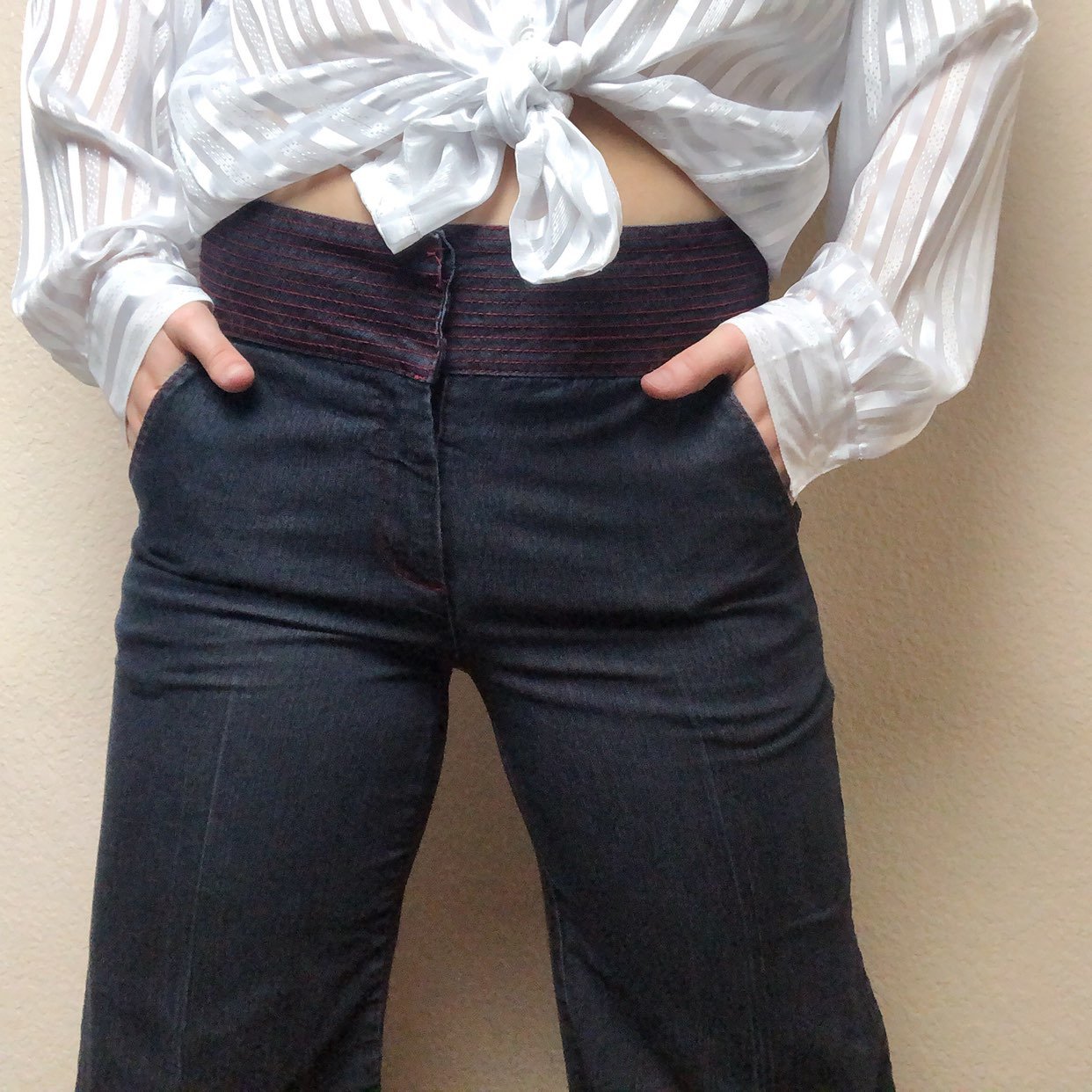 VINTAGE Bisou Bisou Retro Wide Leg Flare Dark Wash Jeans