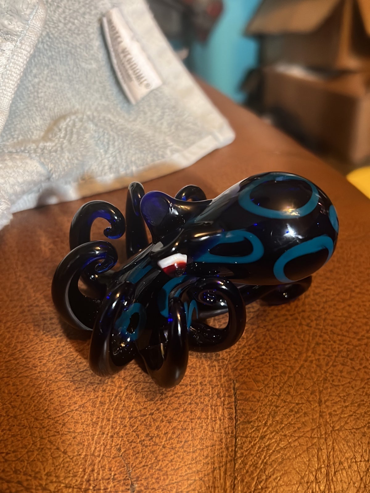 Handmade, blue ring, octopus, necklace, pendant, light, catcher, paperwepaperwei