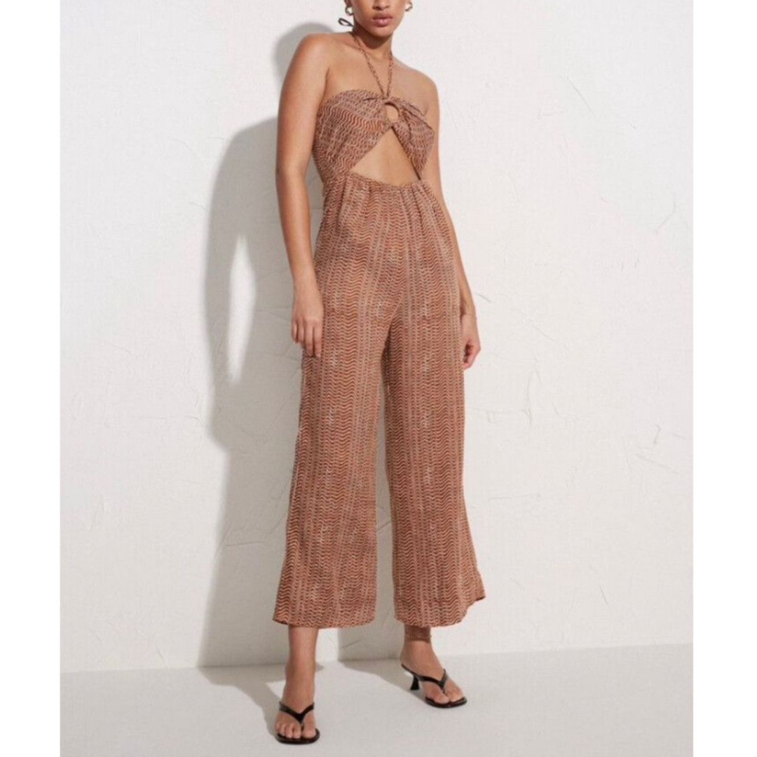 Faithfull The Brand Women's Size 2 Cocoa Malaika Jumpsuit Vadella Print NWT