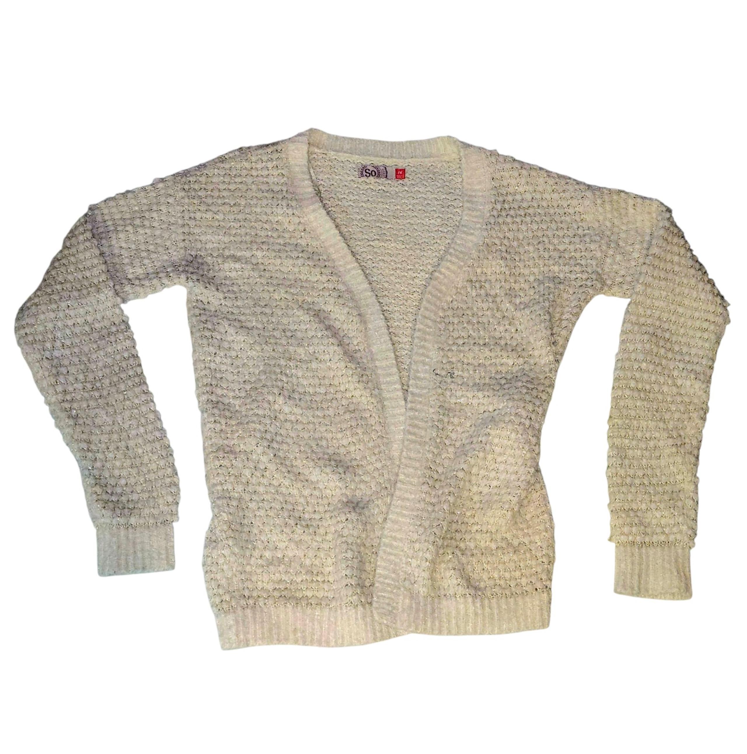 Beige Knit Cardigan Casual Vintage Style Sweater Shirt Top SIZE 16