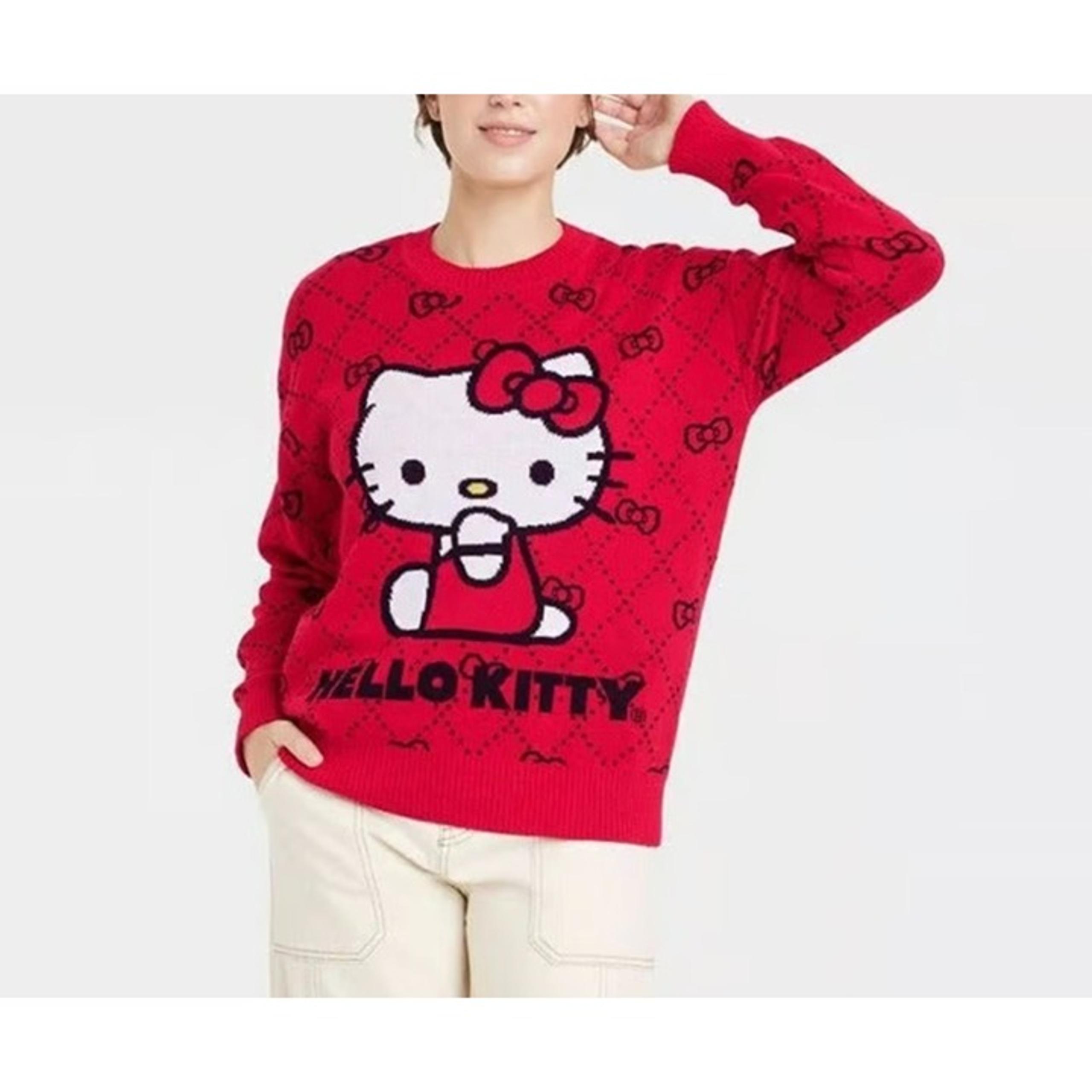 Women's Sanrio Hello Kitty Graphic Crew Neck Sweater Red Size Large - Target