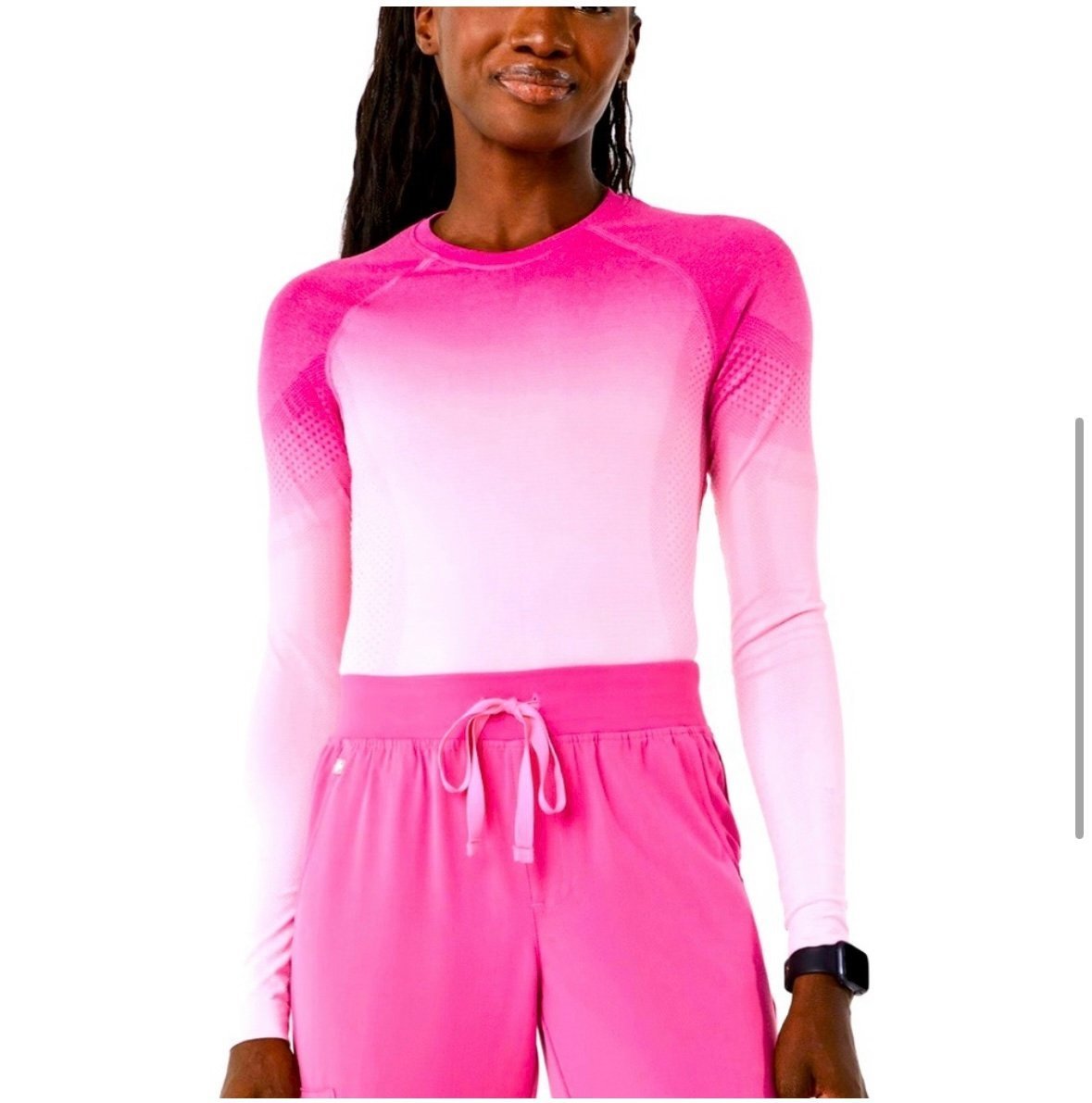 Figs salta seamless longsleeve underscrub - f*ing pink (ombre, XS)