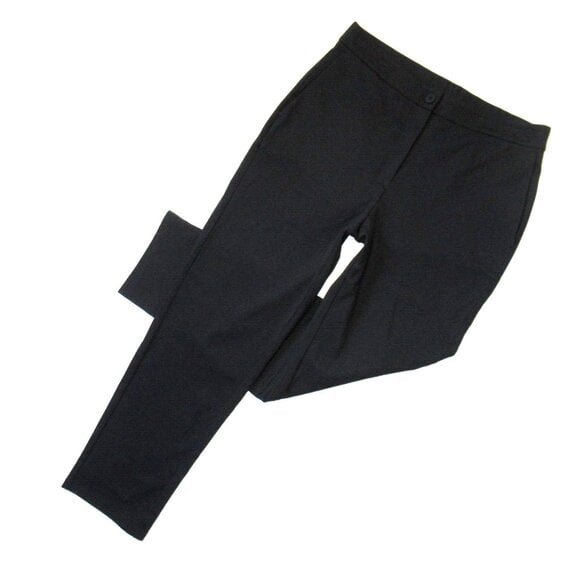 NWT Eileen Fisher High Waisted Ankle in Black Cotton Blend Ponte Stretch Pants M