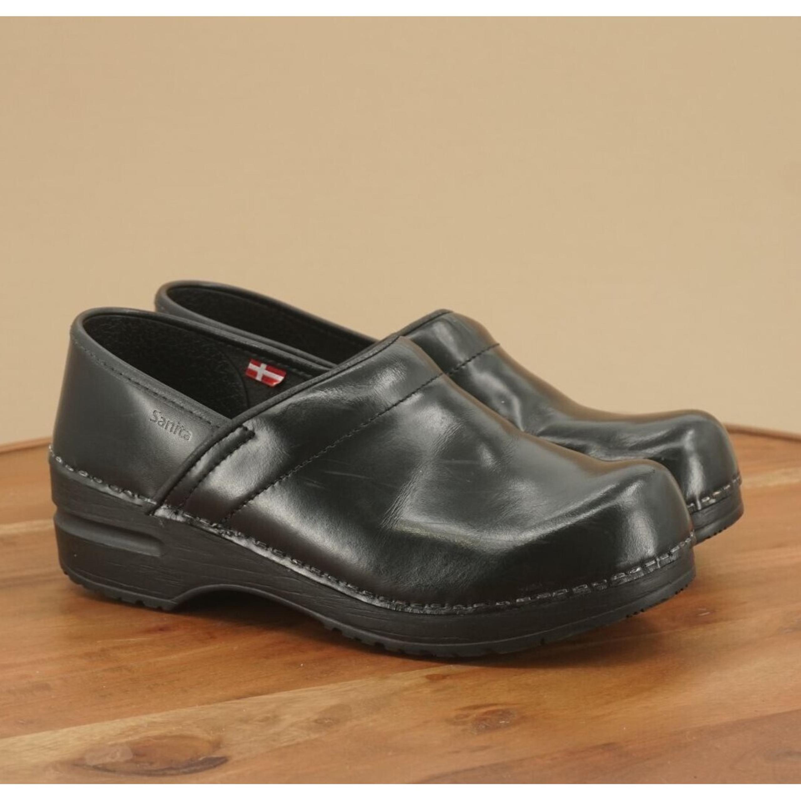 Sanita Womens Pro Cabrio Nursing Clogs Shoes Slip On Black Leather 38 EU - 7 US