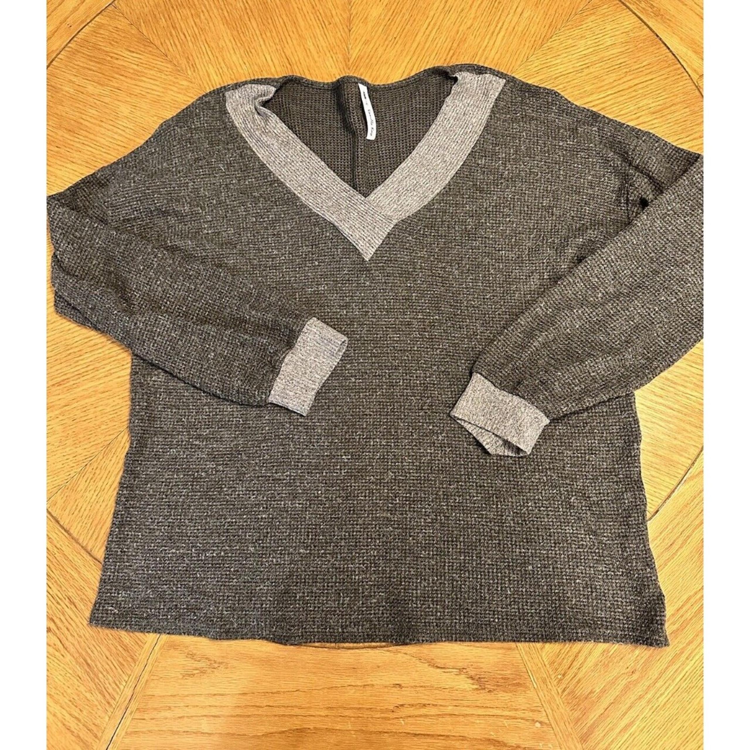 Vanilla Bay Waffle Knit Cotton V-neck Sweater Long Sleeve No Tag Size Large Gray