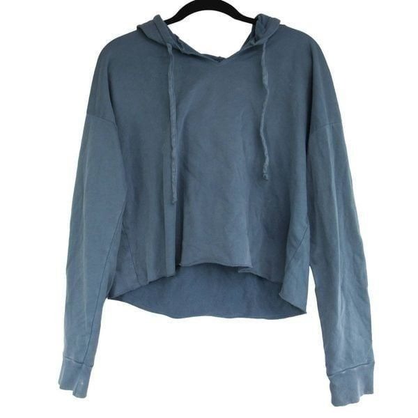 Beyond Yoga Women's Hey Chambray Hoodie in Washed Stormy Blue SZ L