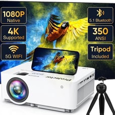 Projector with tripod and remote