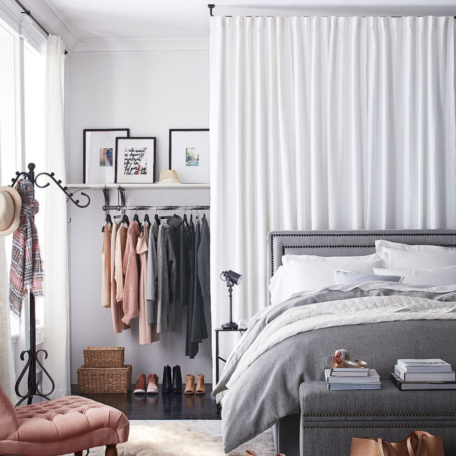 Pottery Barn Seaton Textured Cotton Blackout Curtain 3 in 1 Pole Top 100 x 108