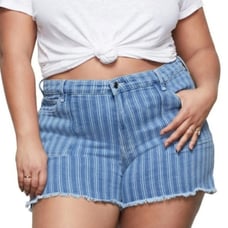 Good American Striped Cut-Off Shorts, 18